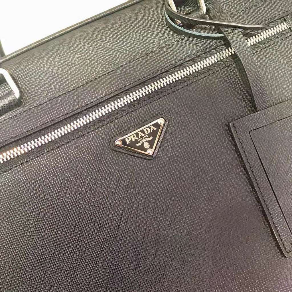 Prada 38 Briefcase in Black Saffiano Leather Bag