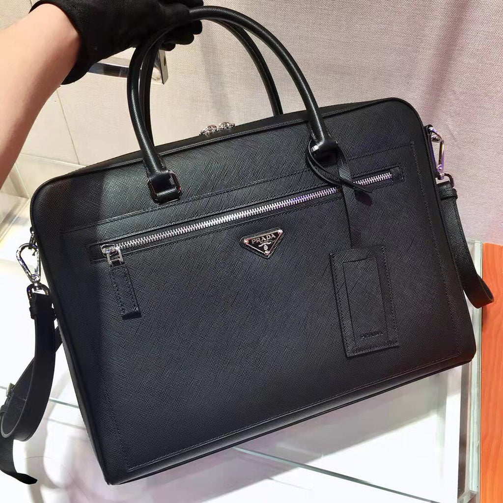 Prada 38 Briefcase in Black Saffiano Leather Bag