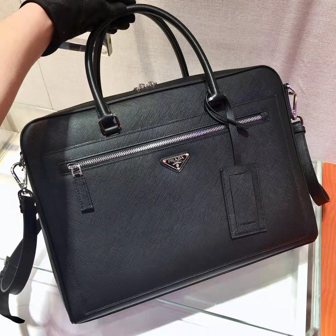 Prada 38 Briefcase in Black Saffiano Leather Bag
