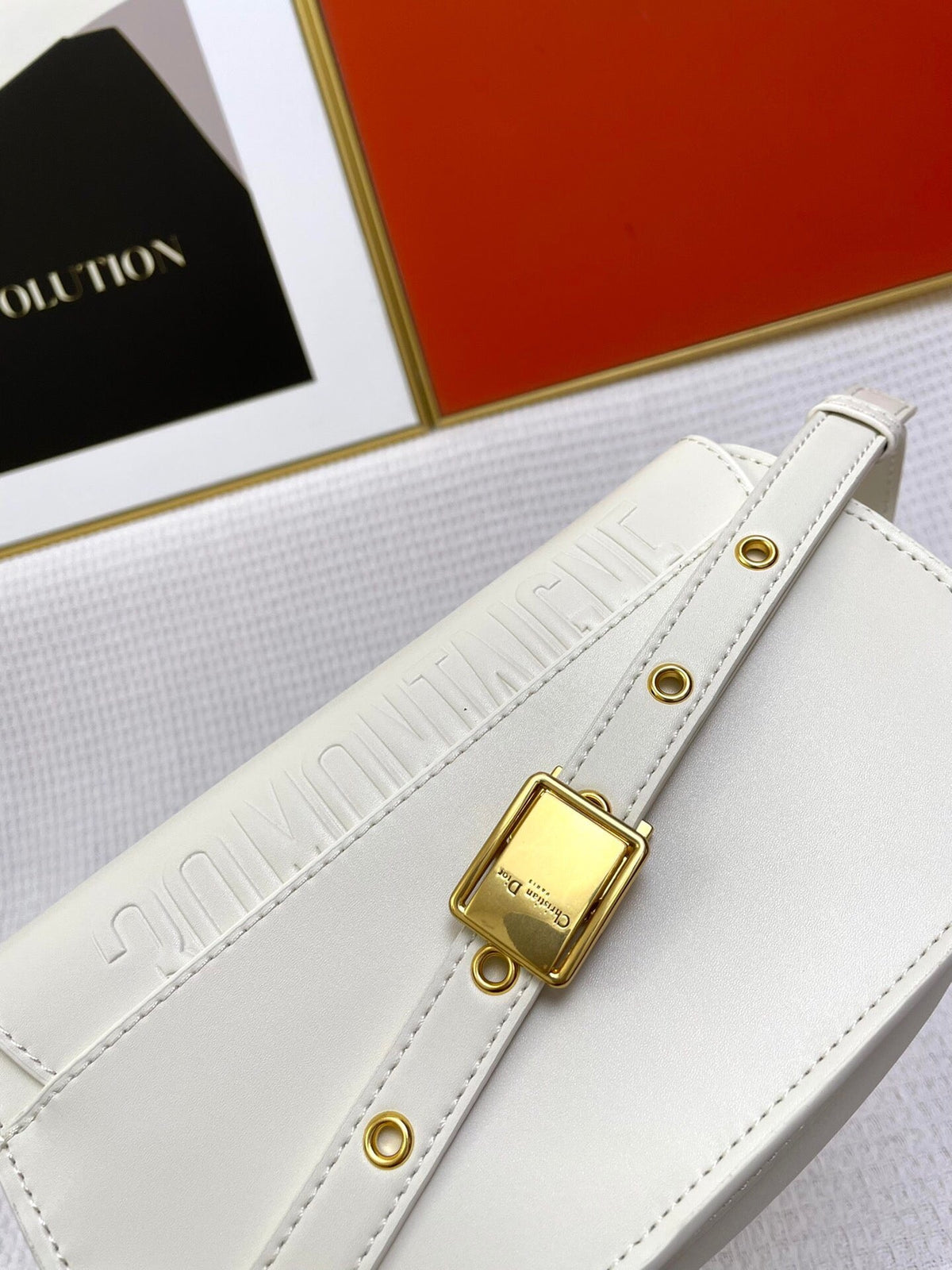 Dior Mini Bobby East-West 20 Bag in White Calfskin
