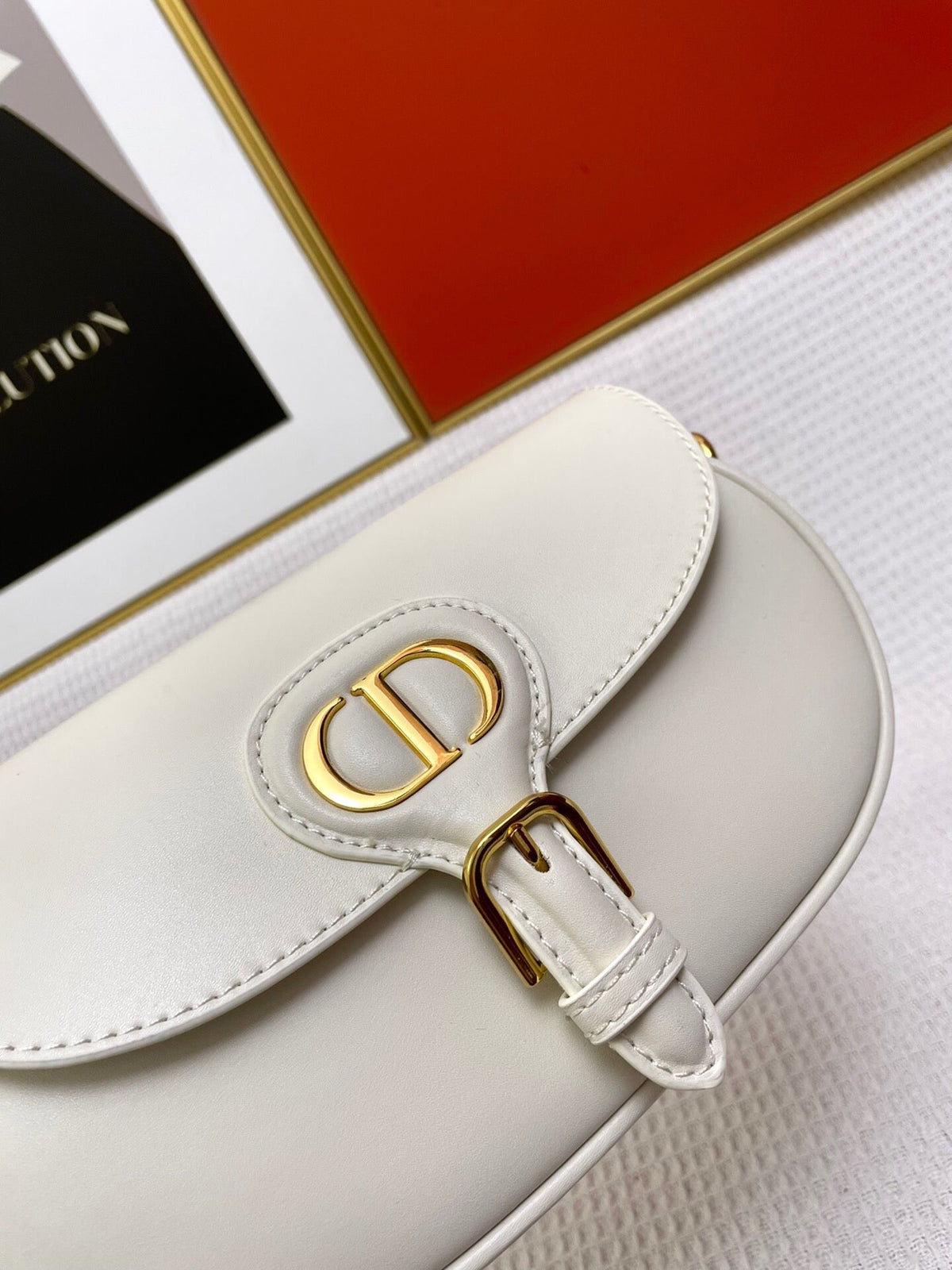 Dior Mini Bobby East-West 20 Bag in White Calfskin