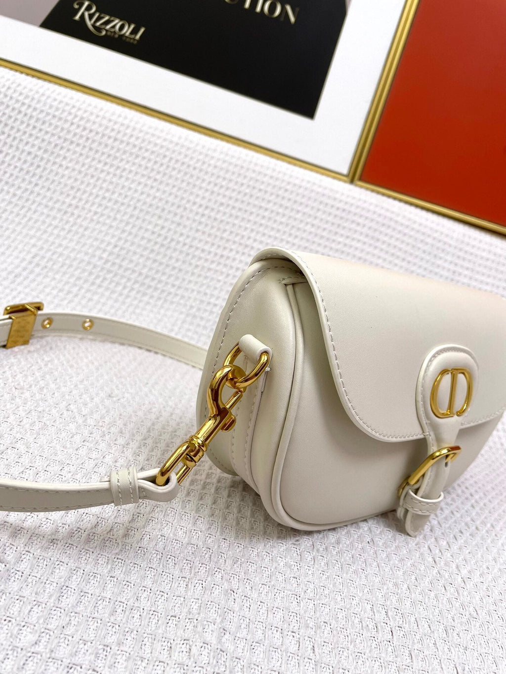 Dior Mini Bobby East-West 20 Bag in White Calfskin