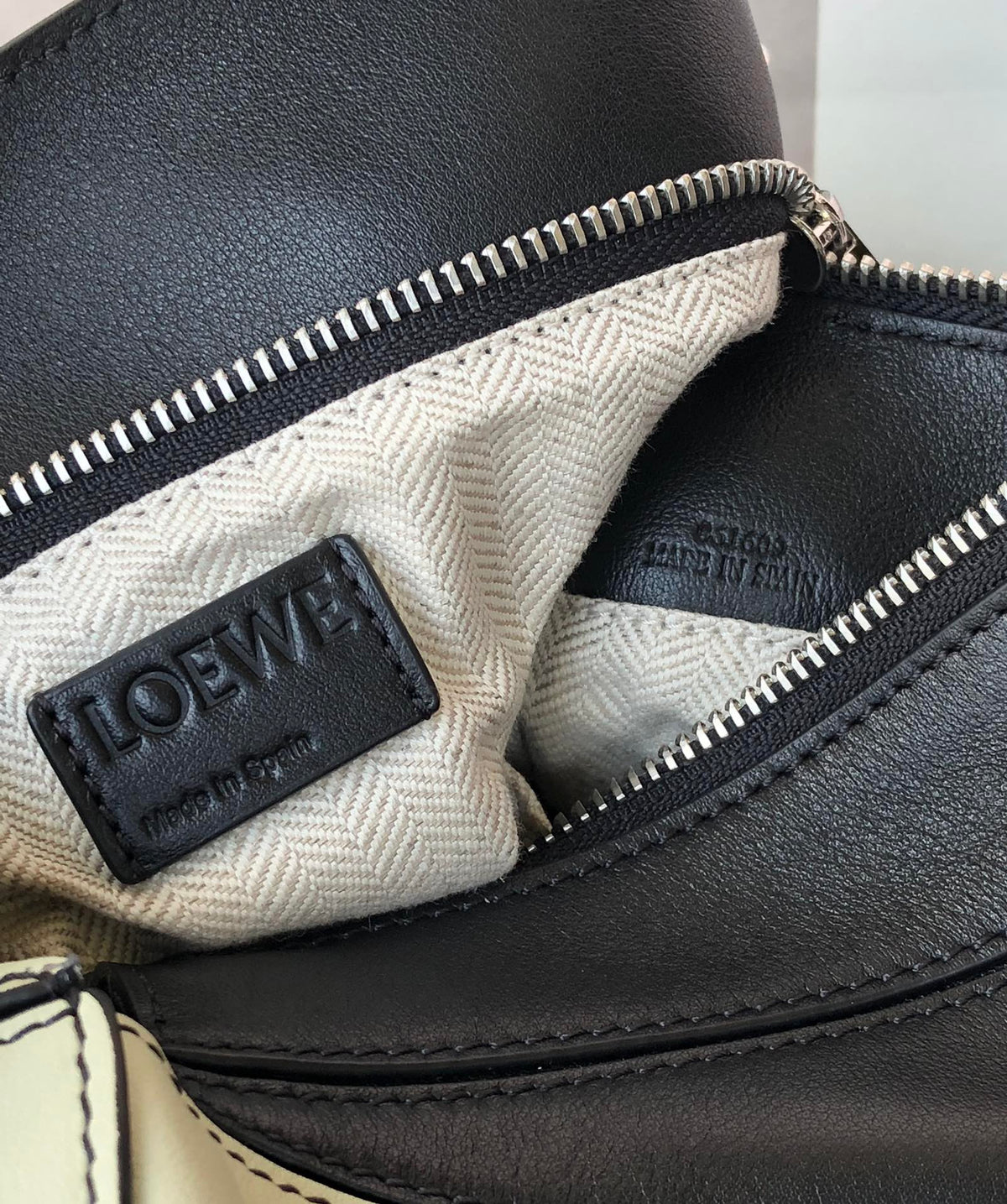 Loewe Mini Puzzle 18 Bag in Black Mix White Calfskin