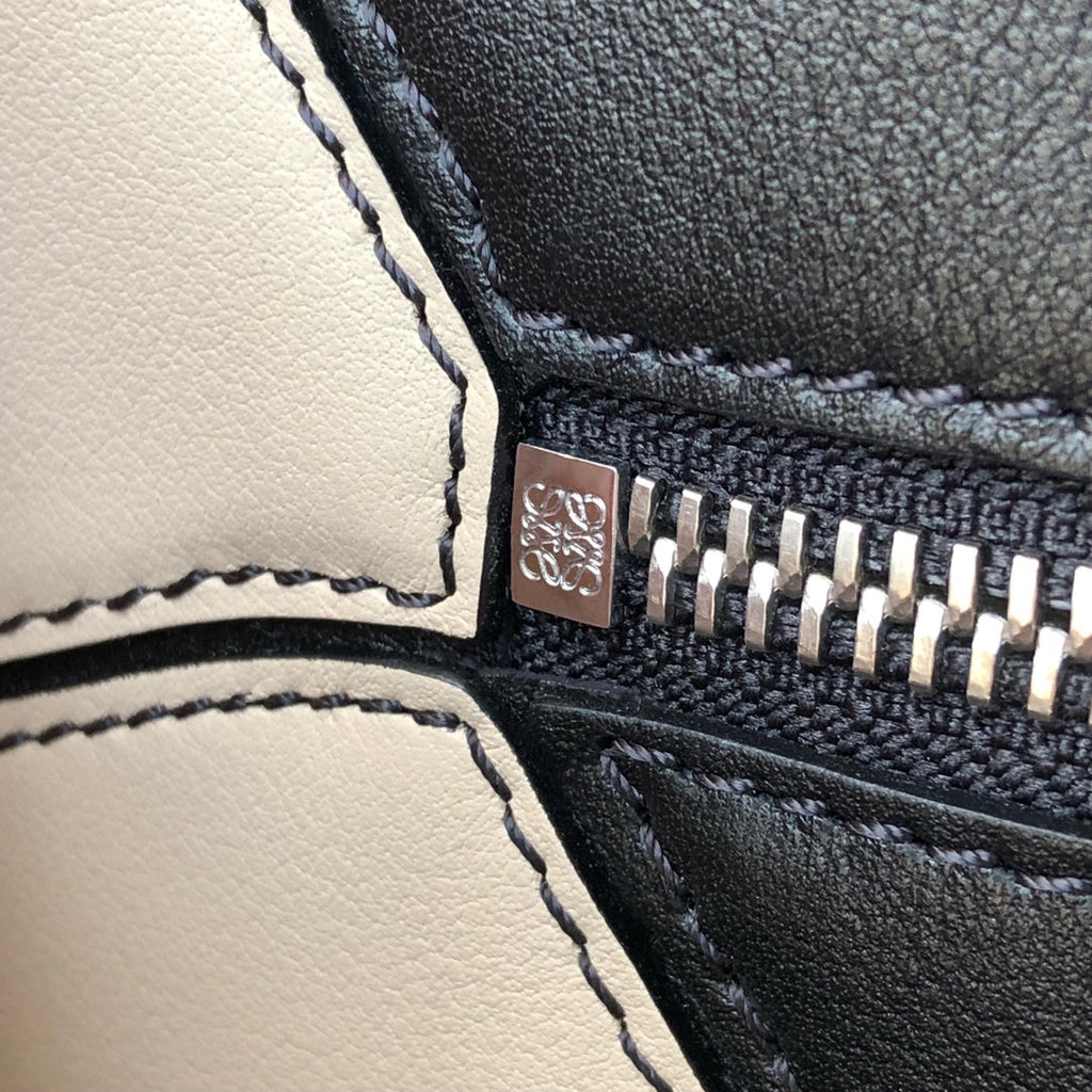 Loewe Mini Puzzle 18 Bag in Black Mix White Calfskin