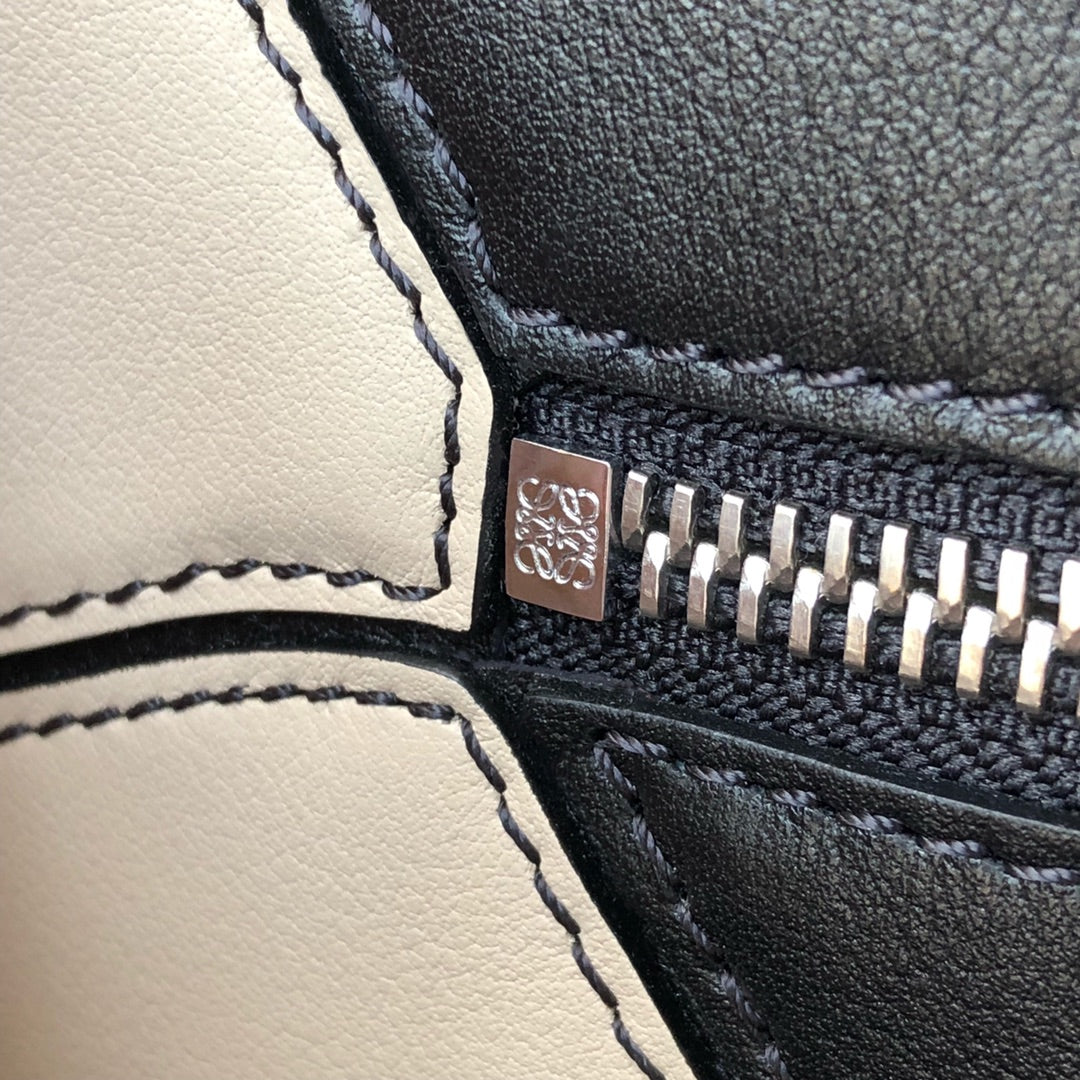 Loewe Mini Puzzle 18 Bag in Black Mix White Calfskin