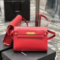 Saint Laurent Mahattan in Box 29 Red Calfskin Gold Hardware Bag
