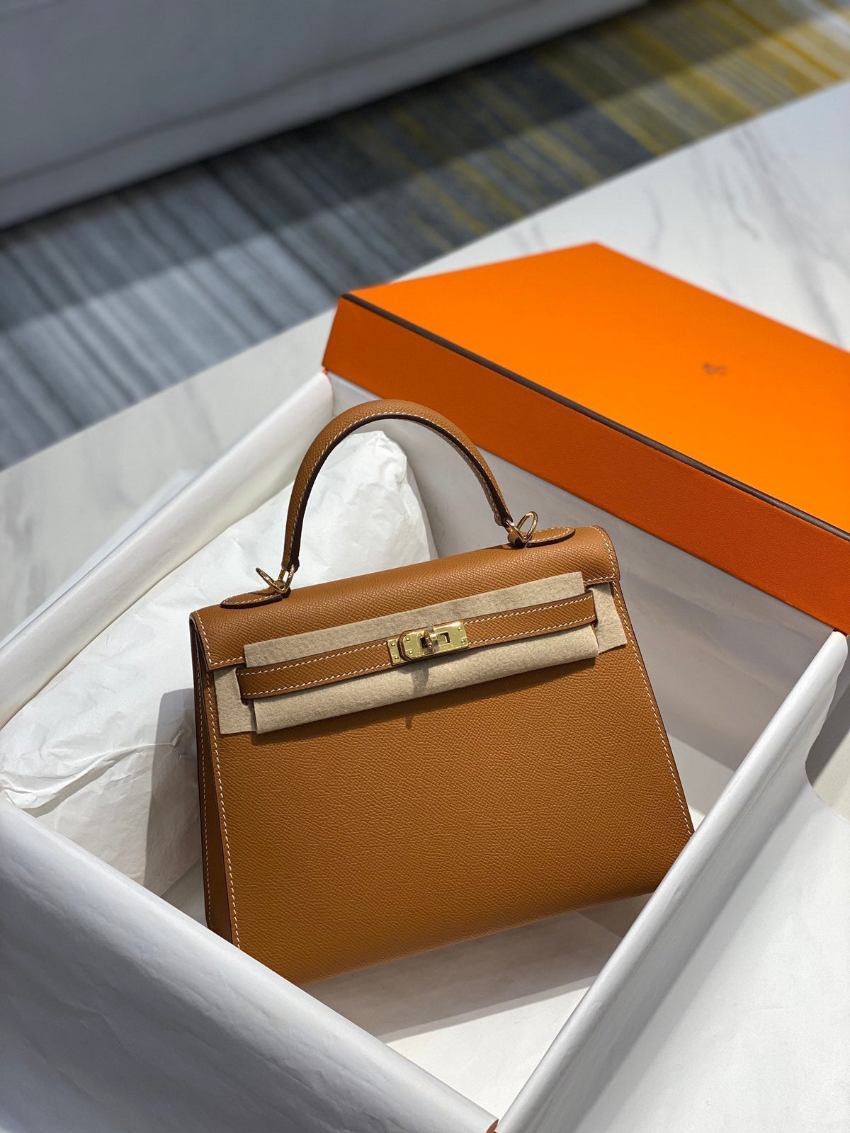 Hermes Kelly 28cm in Gold Epsom Calfskin Gold Hardware Bag
