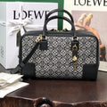 Loewe Amazona 28 Bag in Black Calfskin and Beige Monogram Fabric