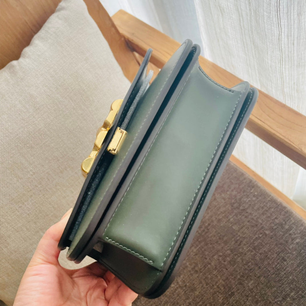 Celine Triomphe Box 18 Calfskin Sea Green Bag