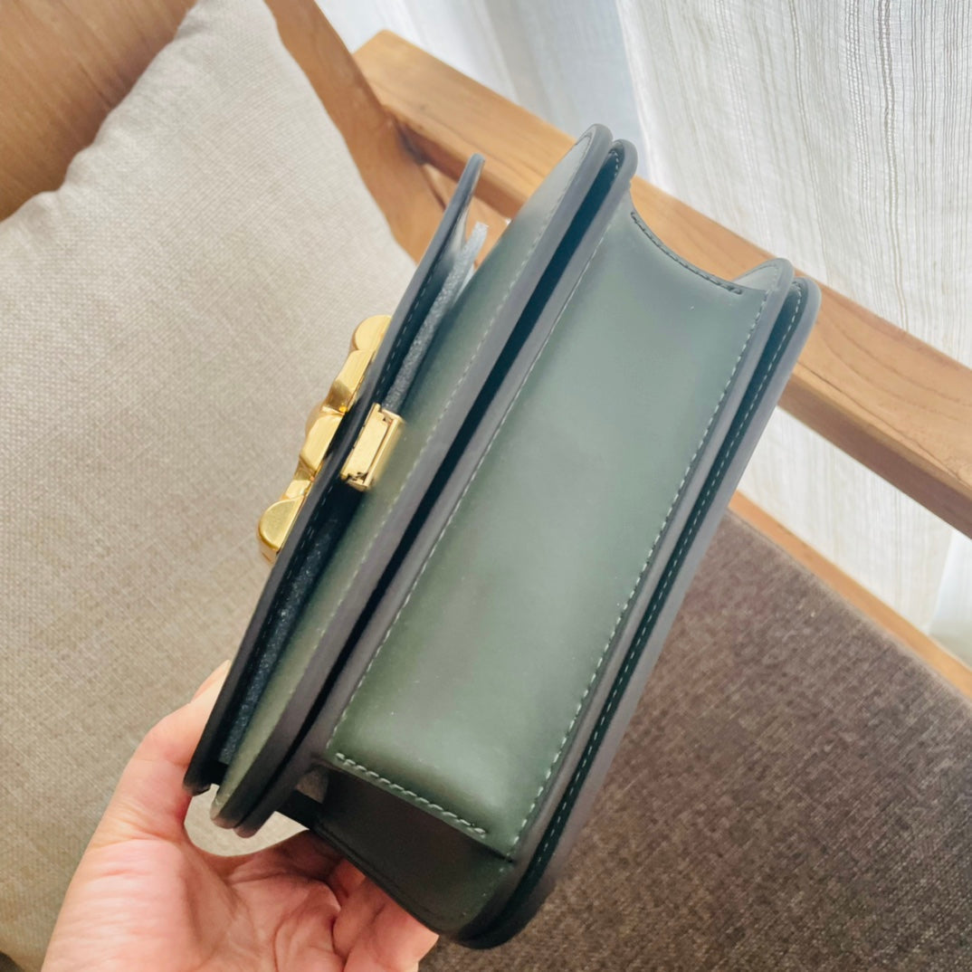 Celine Triomphe Box 18 Calfskin Sea Green Bag