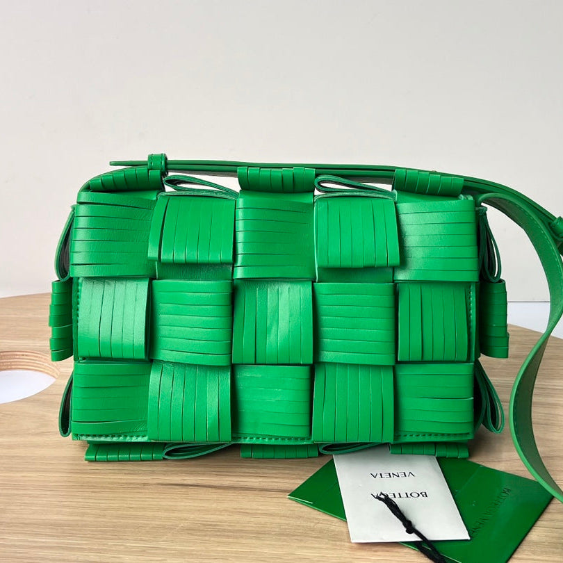 Bottega Veneta Small Cassette 23 in Green Fringed Calfskin Bag