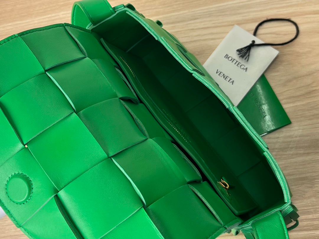 Bottega Veneta Small Cassette 23 in Green Fringed Calfskin Bag