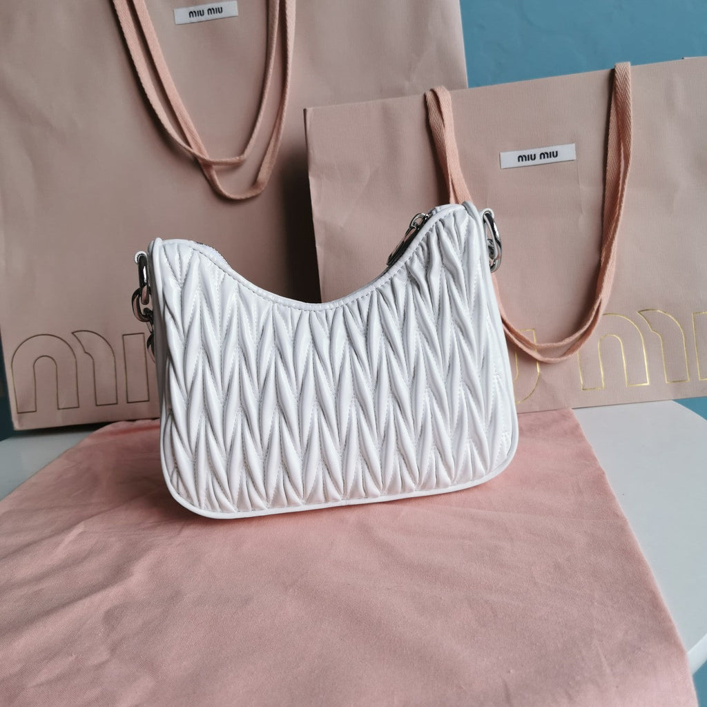 Matelassé 21 Bag in White Satin