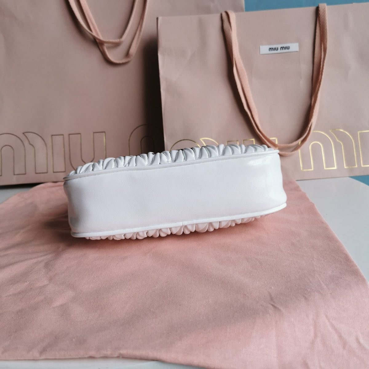 Matelassé 21 Bag in White Satin