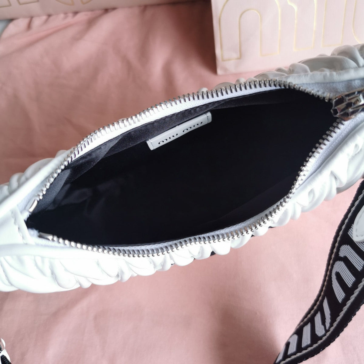 Matelassé 21 Bag in White Satin