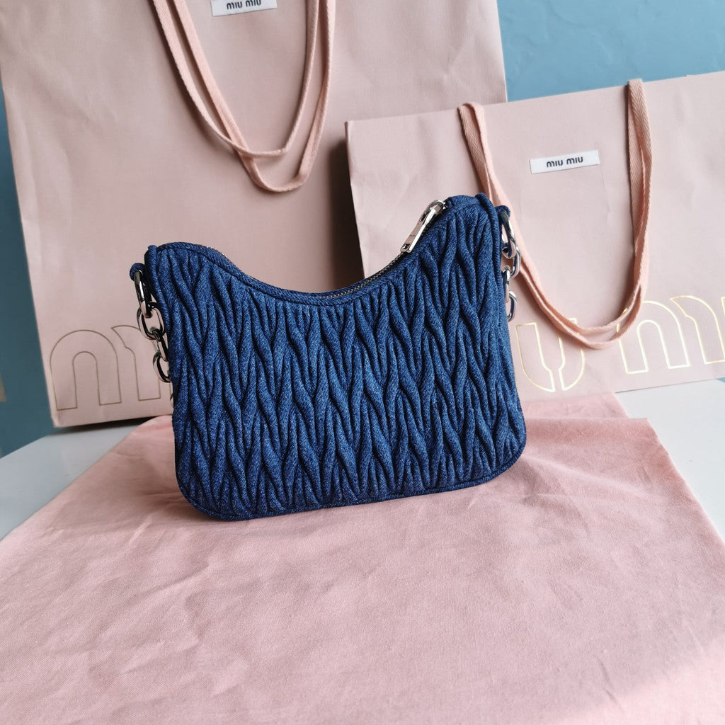 Matelassé 21 Bag in Navy Blue Denim