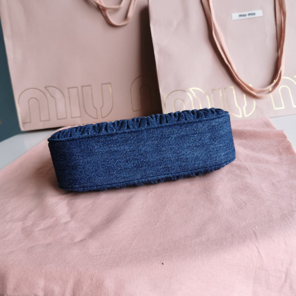 Matelassé 21 Bag in Navy Blue Denim