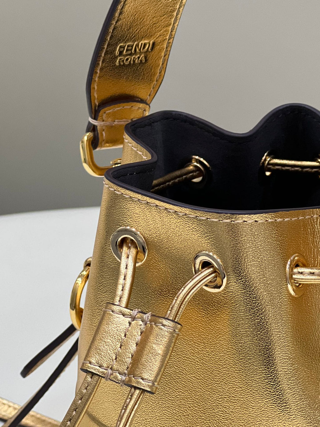 Fendi Mon Tresor 18 in Gold Metallic Calfskin Bag