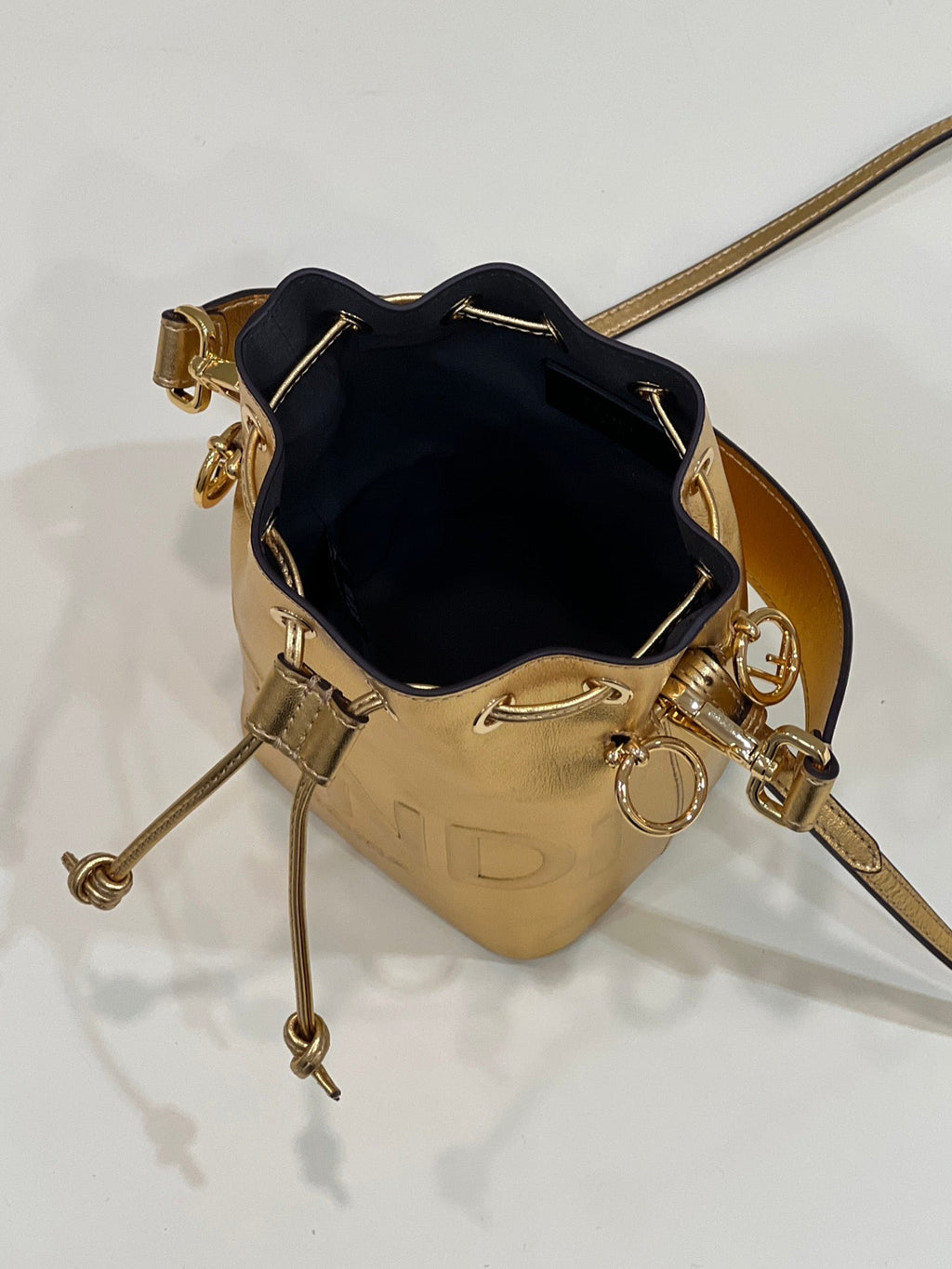 Fendi Mon Tresor 18 in Gold Metallic Calfskin Bag