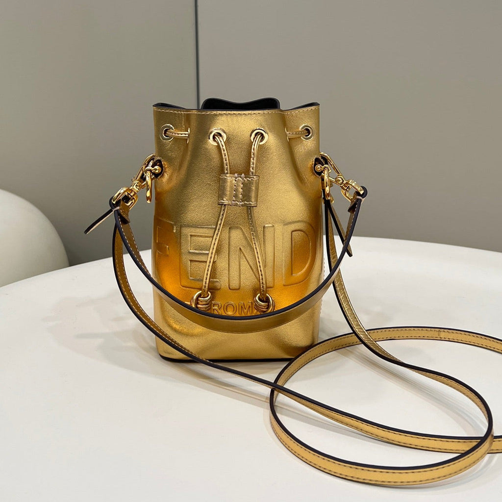 Fendi Mon Tresor 18 in Gold Metallic Calfskin Bag