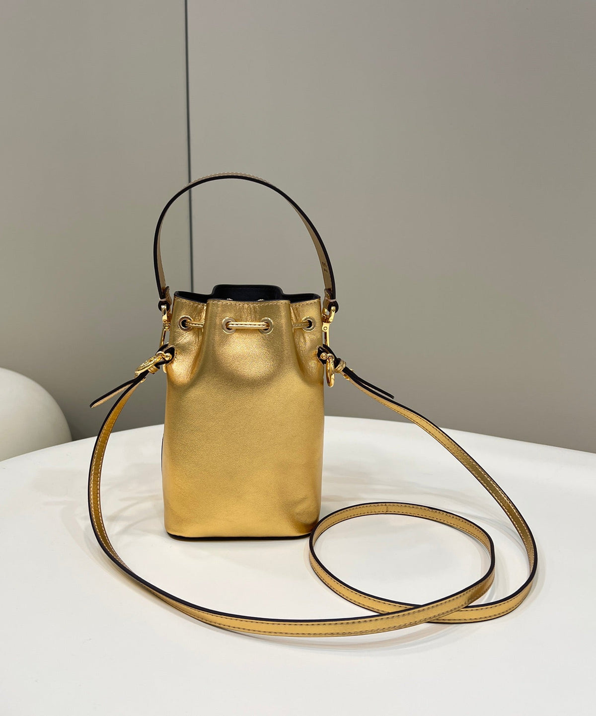 Fendi Mon Tresor 18 in Gold Metallic Calfskin Bag