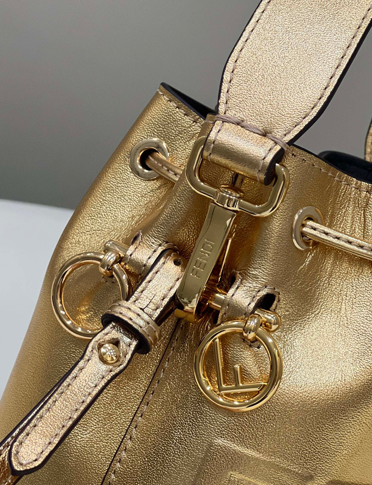 Fendi Mon Tresor 18 in Gold Metallic Calfskin Bag