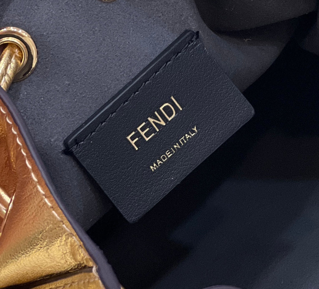 Fendi Mon Tresor 18 in Gold Metallic Calfskin Bag