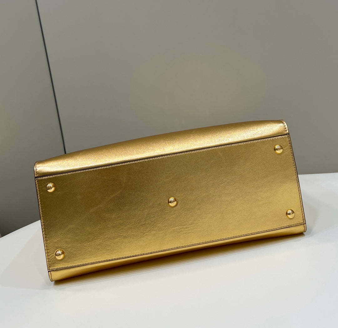 Fendi Shine Large 35 Tote in Golden Calfskin