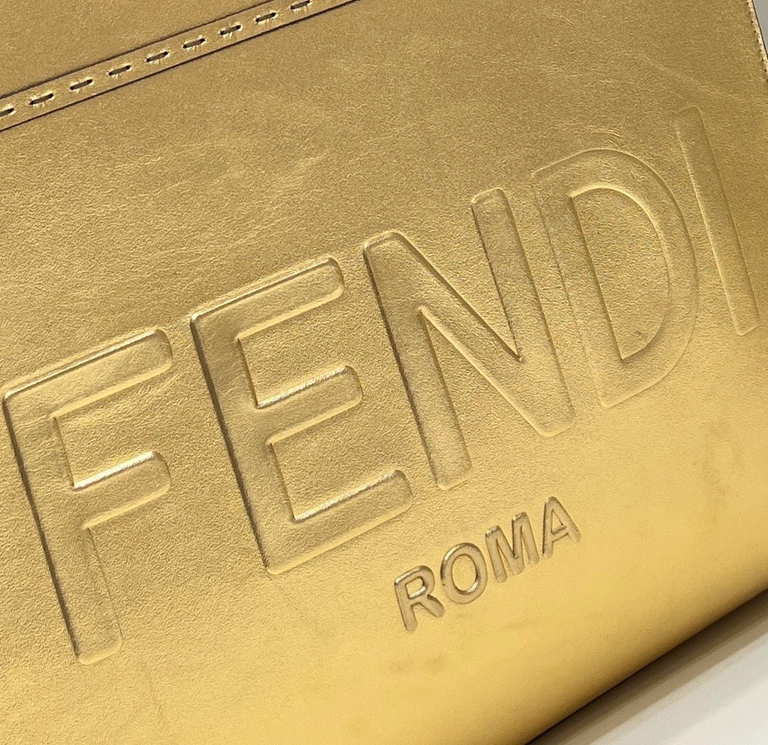 Fendi Shine Large 35 Tote in Golden Calfskin