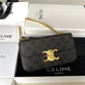 Celine Triphome 20 Black Pattern Cowhide Leather Chain Strap Bag