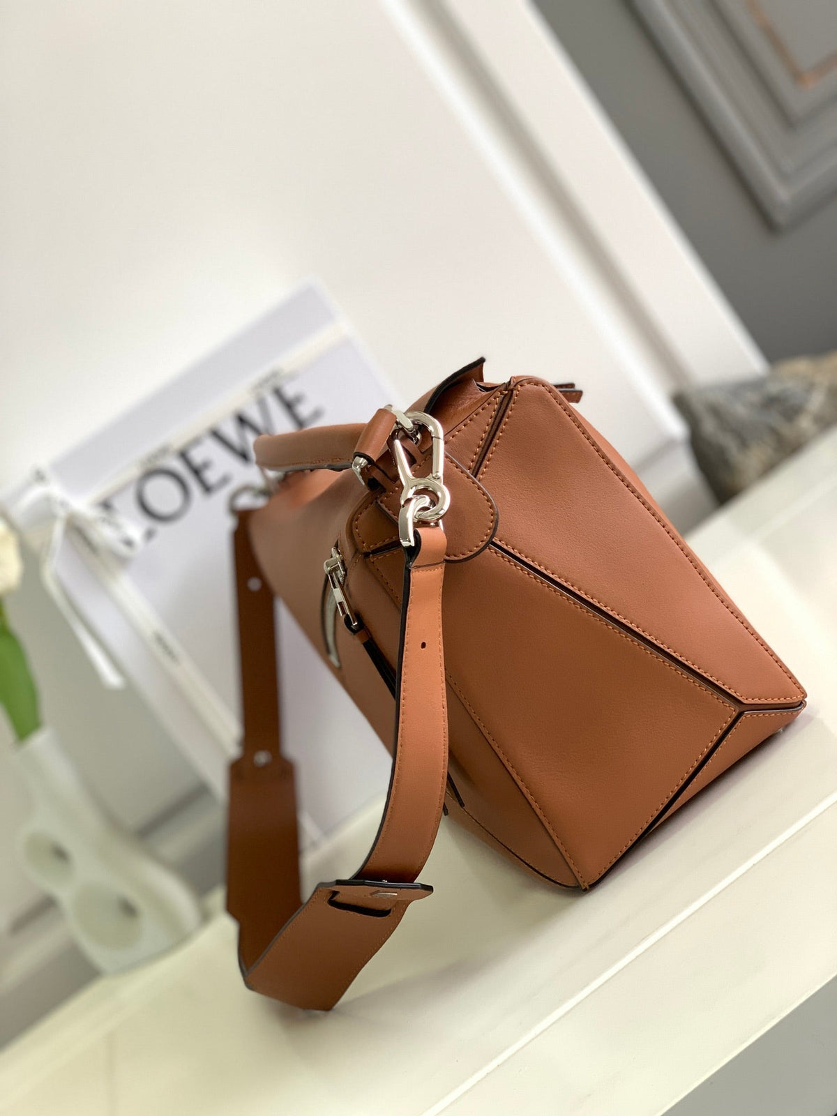 Loewe Puzzle Large 35 Bag in Bronze Brown Calfskin