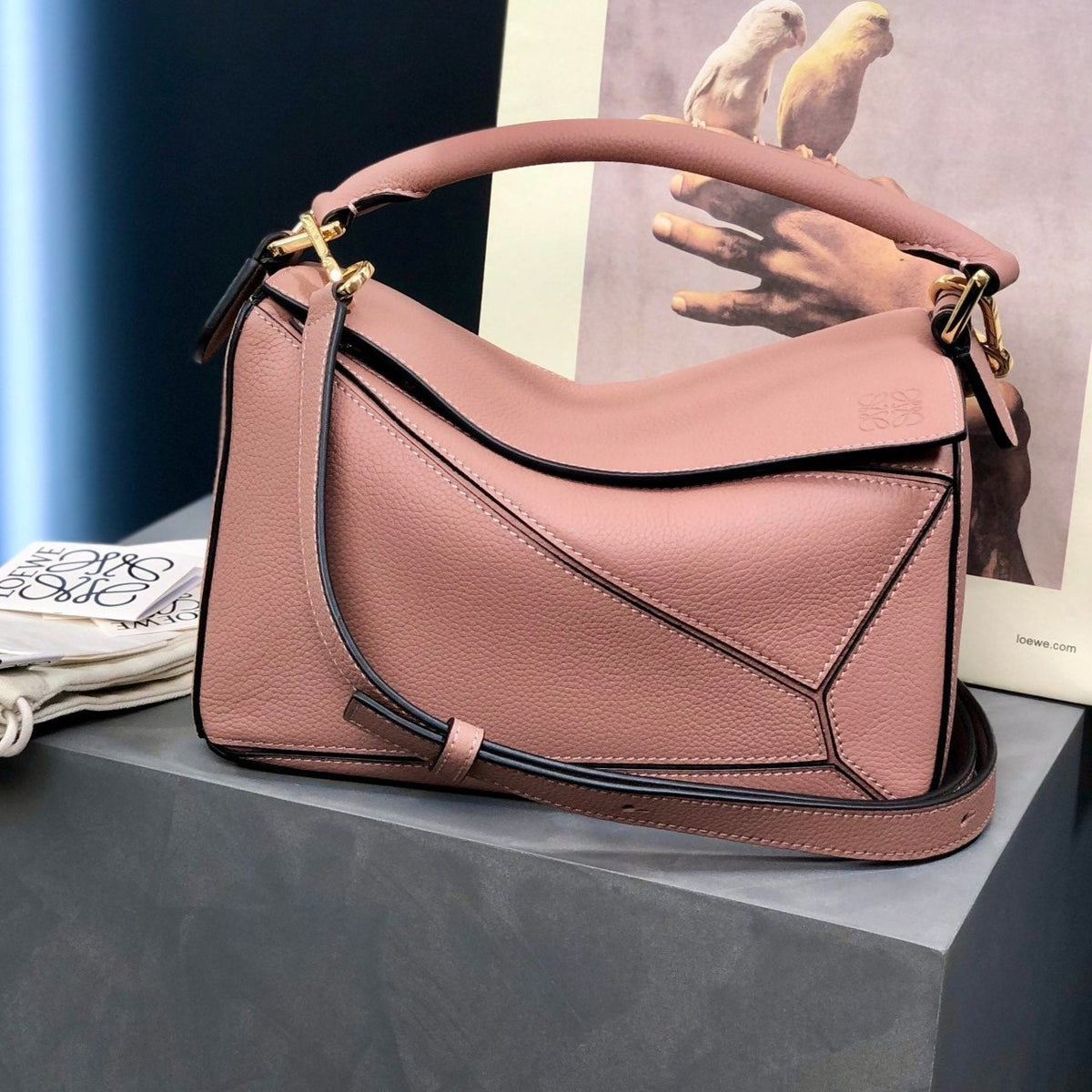 Loewe Small Puzzle 24 Bag in Classic Light Pink Calfskin