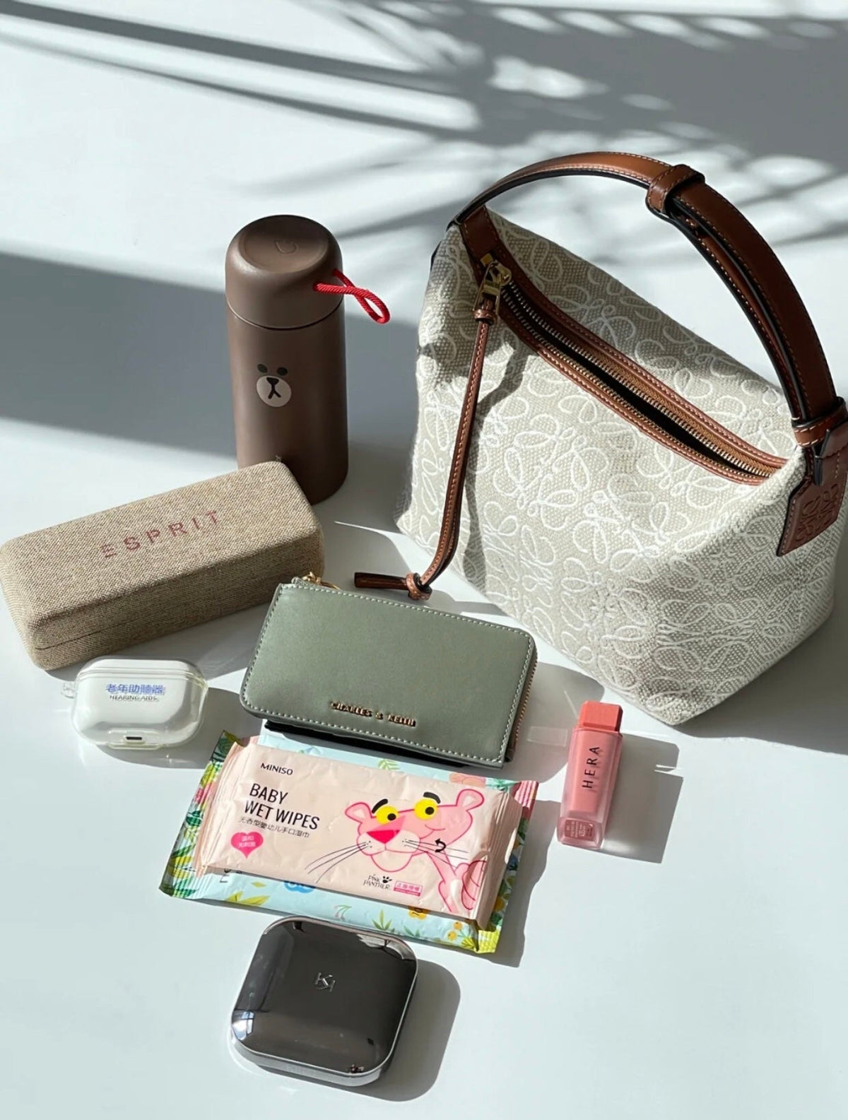 Loewe Cubi 35 Bag in White Anagram Jacquard and Calfskin