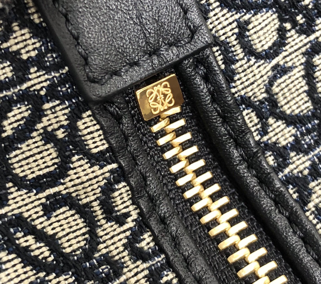 Loewe Cubi 21 Bag in White Mix Black Anagram Jacquard