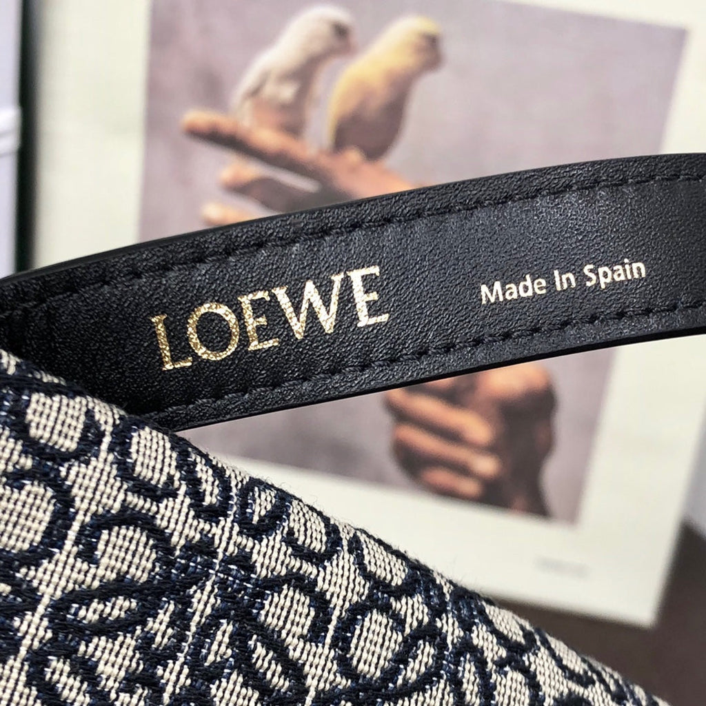Loewe Cubi 21 Bag in White Mix Black Anagram Jacquard