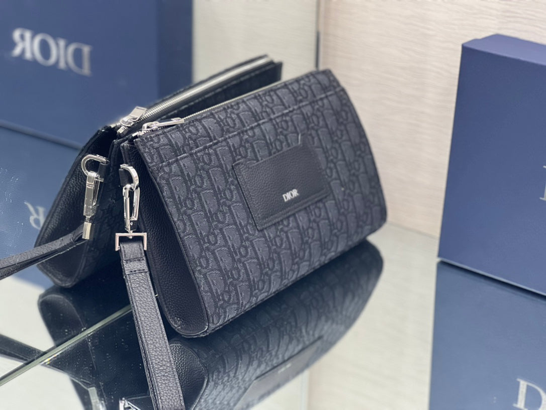 Saddle 28 Bag in Black Oblique Jacquard