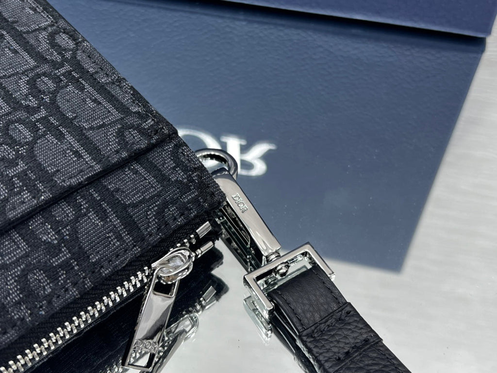 Saddle 28 Bag in Black Oblique Jacquard
