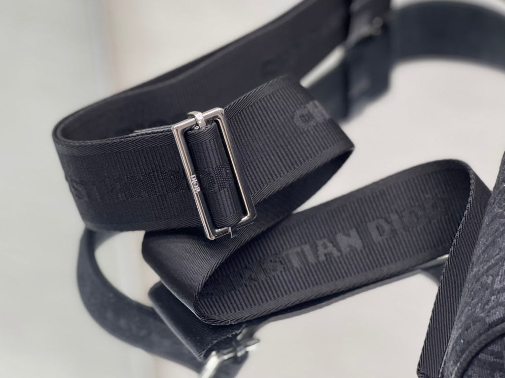 Dior Round Bucket 21 Bag in Black Lambskin