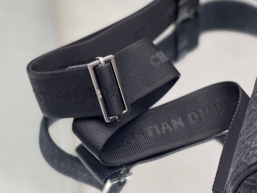 Dior Round Bucket 21 Bag in Black Lambskin