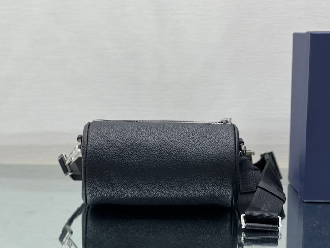 Dior Round Bucket 21 Bag in Black Lambskin