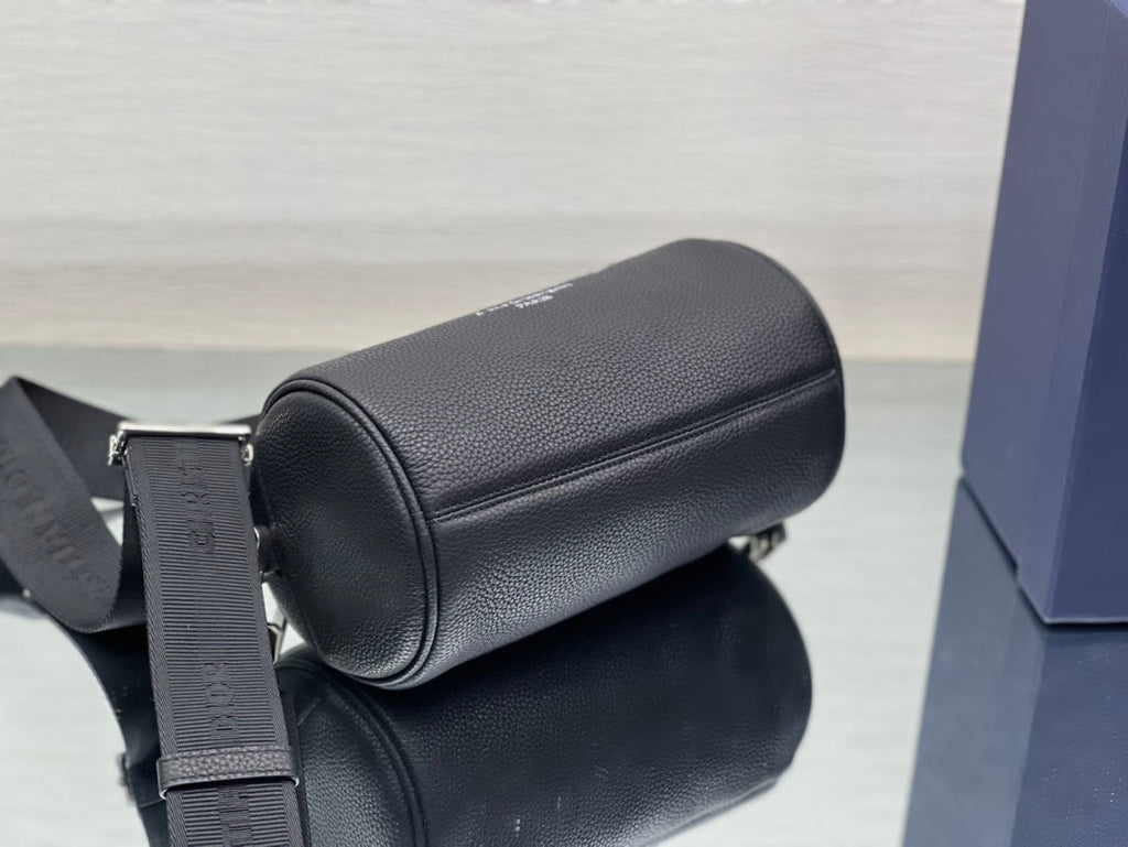 Dior Round Bucket 21 Bag in Black Lambskin