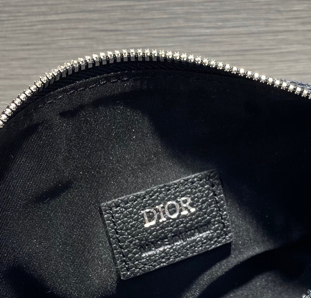 Dior Round Bucket 21 Bag in Black Lambskin