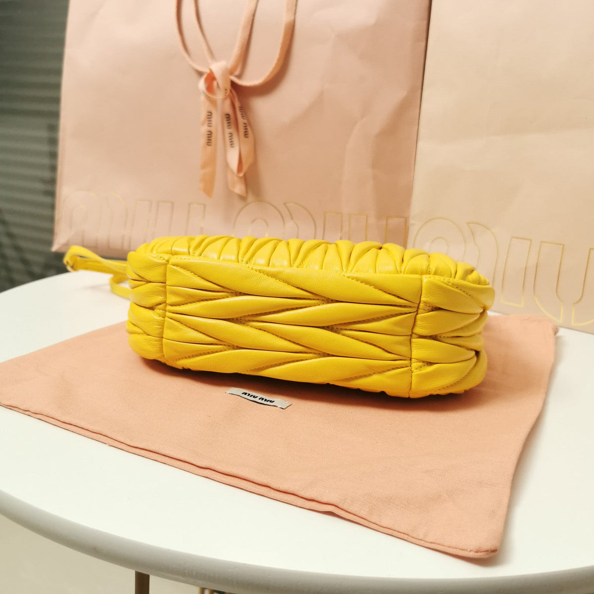 Wander Matelassé Nappa Hobo Bag 23 in Yellow Lambskin