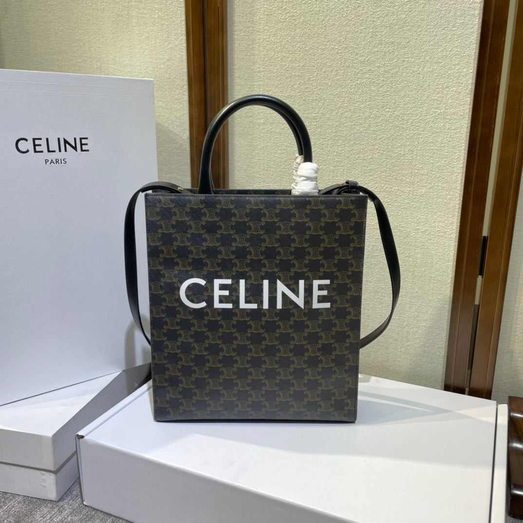 Celine Triomphe 32 Black in Pattern Calfskin Bag