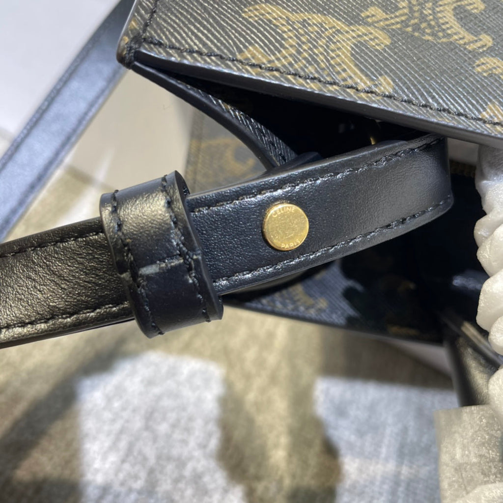 Celine Triomphe 32 Black in Pattern Calfskin Bag