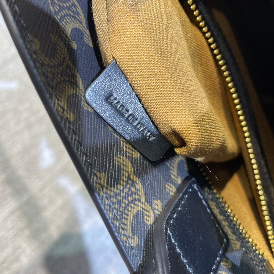 Celine Triomphe 32 Black in Pattern Calfskin Bag