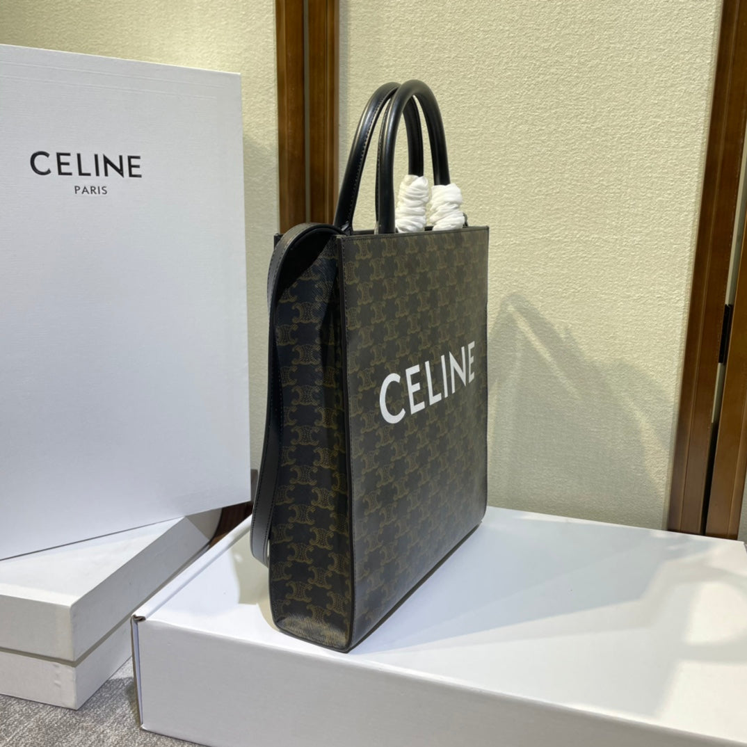 Celine Triomphe 32 Black in Pattern Calfskin Bag