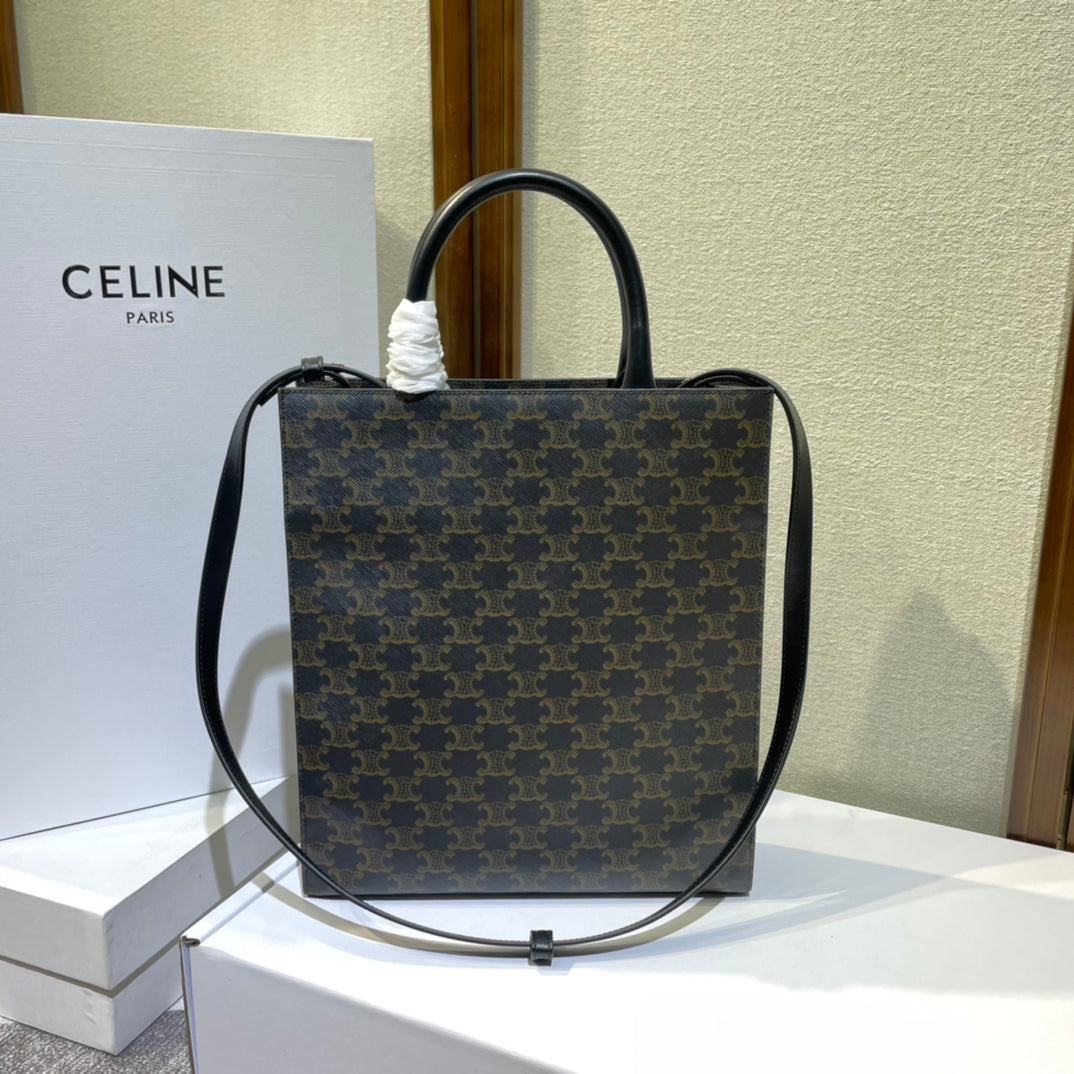 Celine Triomphe 32 Black in Pattern Calfskin Bag