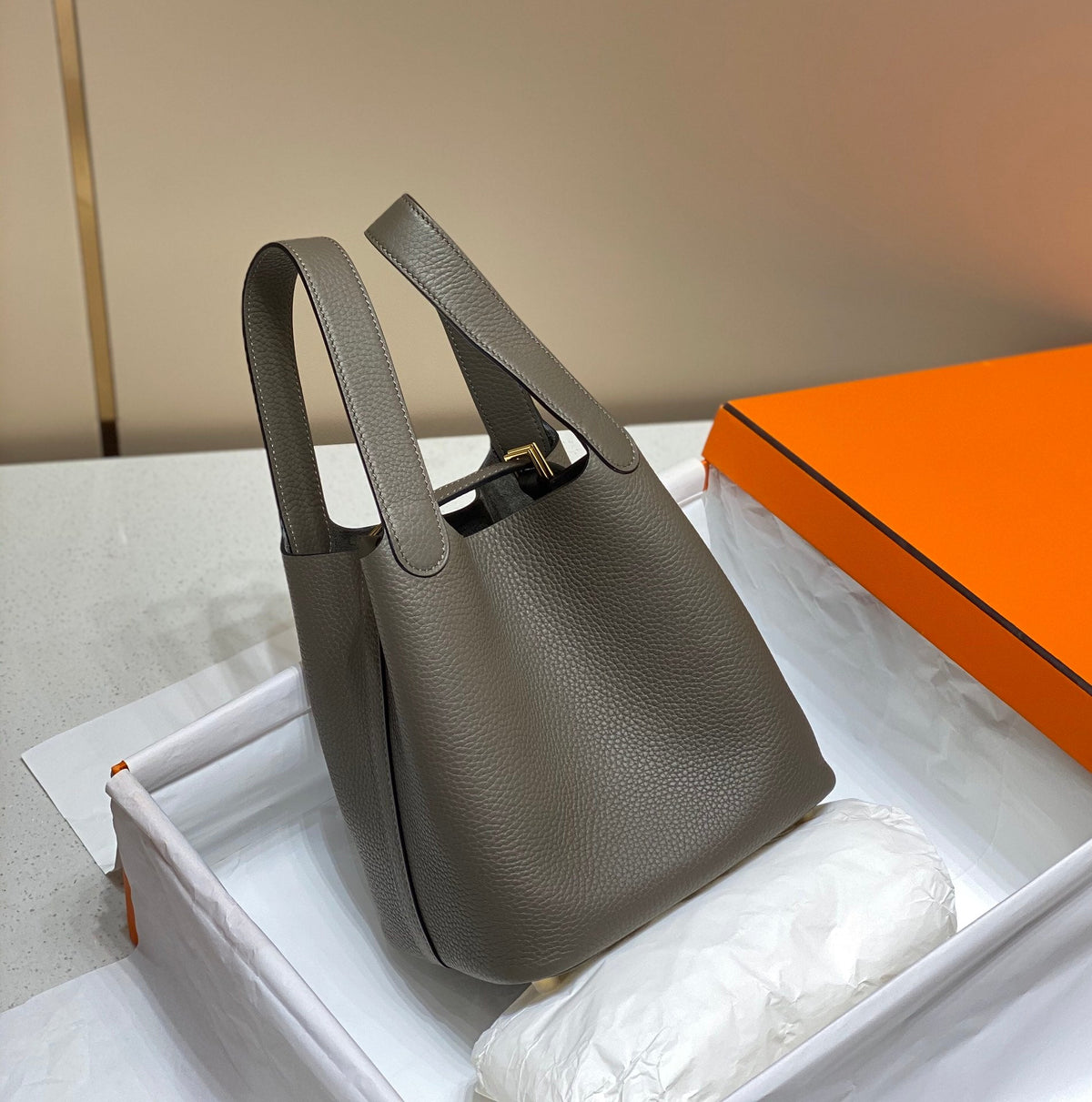 Hermes Picotin Lock 18 Chocolate Togo Ghw Bag