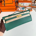 Hermes Kelly Cut 31 in Green Forest Calfskin with Gold Hardware Bag